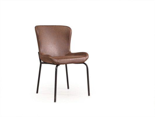 Brown leather chair Designer Chair without Armrests Dining room atmosphere new
