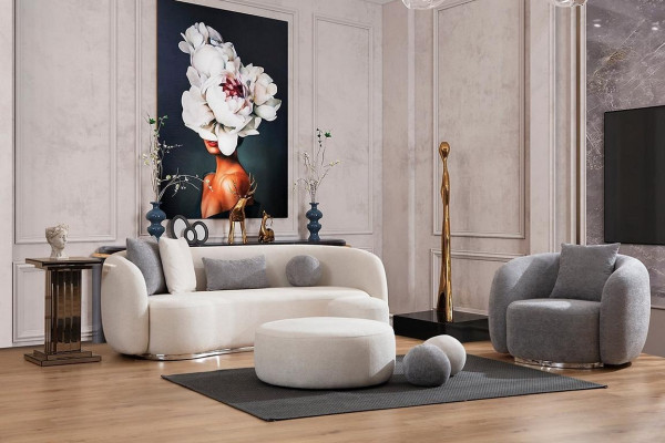 Modern Set Sofa set 3 1 Seater Living room Complete Sofas Set Stool