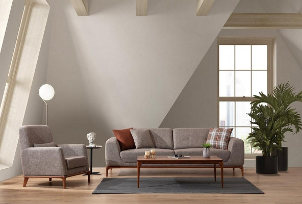 Luxury Sofa set Sofa 3 Seater Armchair Fabric Modern Gray Modern Set new