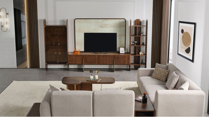 Stylish living room set consists of Wall unit Coffee table and Side table