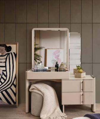 Beige Designer Dressing table Bedroom Mirror exclusive r 2-piece set