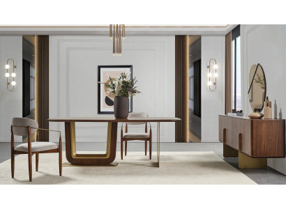 Dining room set Modern dining table 4x chairs and sideboard with mirror 7 pieces.