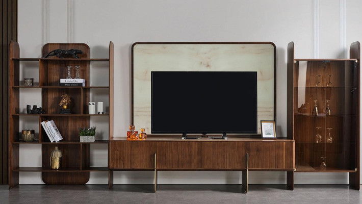 Modern living room set 4 pieces. Bookcase TV Lowboard TV Frame Display case