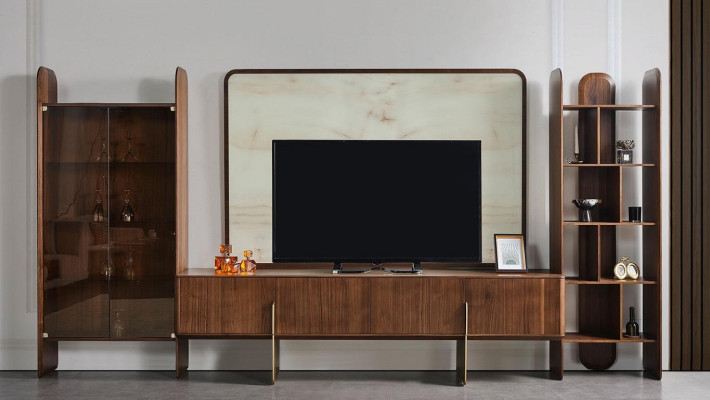 Living room set 4 pieces. Display case TV Lowboard TV Frame Bookcase Modern