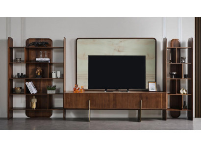 Living room set luxurious 2x bookcases and TV lowboard TV frame 4 pieces