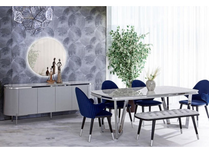 Dining room set consists of dining table 4x chairs mirror sideboard stool 8 pieces