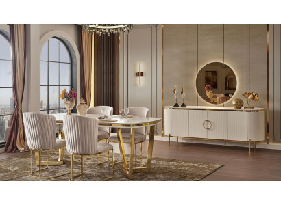Dining room set consists of design dining table 4x chairs and sideboard 7 pieces.