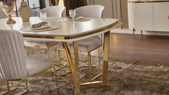 Dining room set consists of design dining table 4x chairs and sideboard 7 pieces.