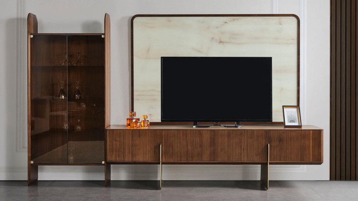 Living room set consists of display case TV lowboard and TV frame 3 pieces. new