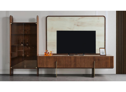Living room set consists of display case TV lowboard and TV frame 3 pieces. new