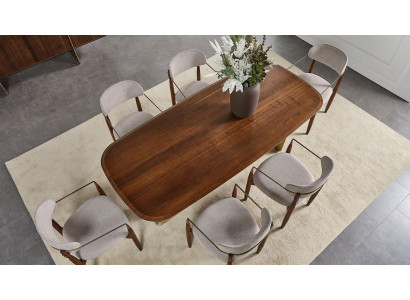 Modern Dining room Set Consists of Dining table and 6x Chairs Brown 7 pieces.