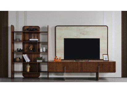 Living room set consists of bookcase TV lowboard and TV frame 3 pieces
