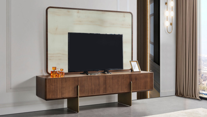 Living room set consists of bookcase TV lowboard and TV frame 3 pieces