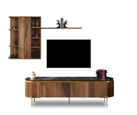Living room set consists of TV lowboard + wall cabinet with shelf 2 pieces. new
