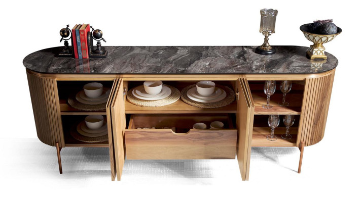Stylish dining room set consists of sideboard and mirror novelty 2 pieces.