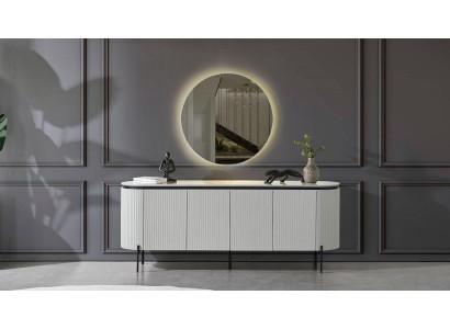 Stylish Dining room Set Consists of Sideboard and Mirror White Color 2-piece