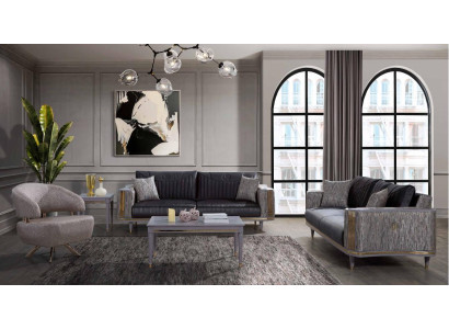 Gray Living room Suite Designer Sofas Luxury Coffee table Side table