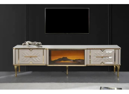 Living room sideboard white + gold fireplace luxury TV cabinet lowboard exclusive