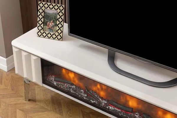 TV lowboard white chipboard metal - luxury furniture fireplace living room new
