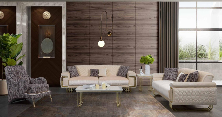 Designer Living room Suite Luxury three-seater Coffee table Side table