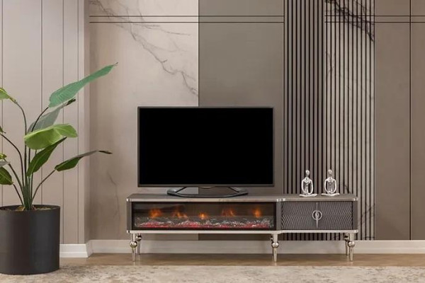 TV sideboard fireplace metal wood MDF chipboard luxury furniture new white TV cabinet