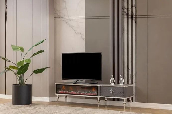 TV sideboard fireplace metal wood MDF chipboard luxury furniture new white TV cabinet