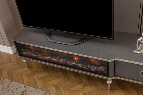 TV sideboard fireplace metal wood MDF chipboard luxury furniture new white TV cabinet