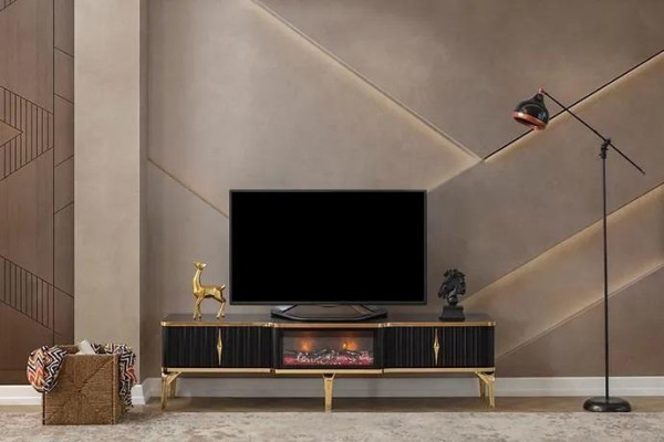 Black TV lowboard new luxurious furniture MDF metal for living room