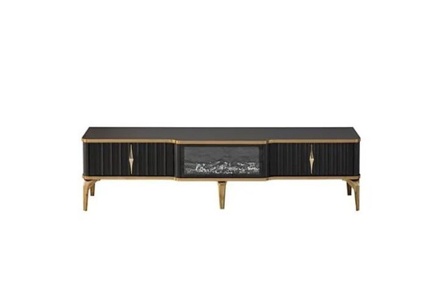 Black TV lowboard new luxurious furniture MDF metal for living room