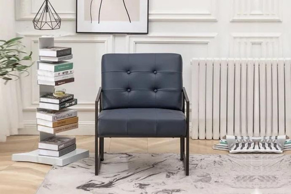 Armchair 1-Seater Black Textile Metal Legs Living room Luxury Dining room