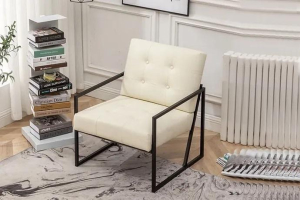 exclusive r Armchair Living room modern style beige textile metal legs