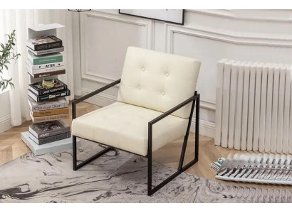 exclusive r Armchair Living room modern style beige textile metal legs