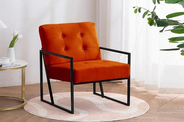 Orange Armchair Living room Luxury furniture High quality metal legs Textile new