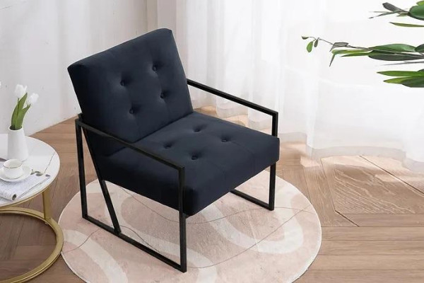Cozy Black Armchair New Textile Metal High-quality materials