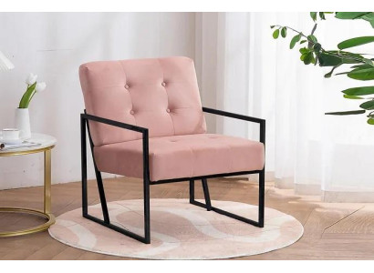 Comfortable Armchair 1-Seater Living room Pink textile upholstery metal legs