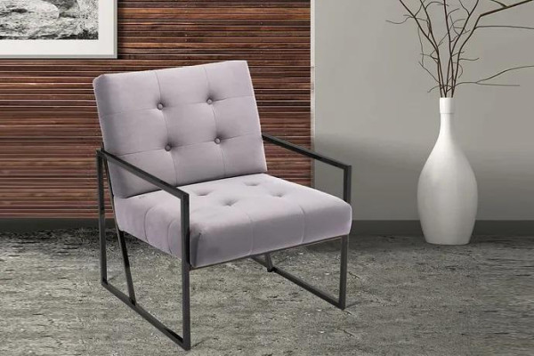 Living room Armchair Lila Color Metal Legs Textile 1-Seater Chesterfield