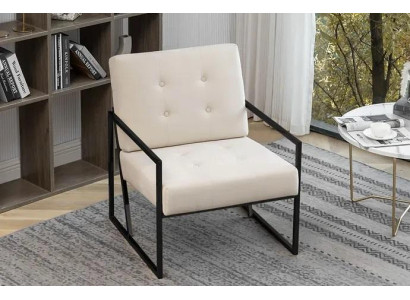 Beige textile armchair Living room 1-Seater Relax metal legs Dining room