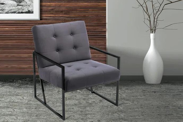 Gray Chesterfield Armchair Wooden Frame Luxury Living room Furniture 1-Seats