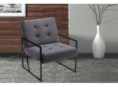Gray Chesterfield Armchair Wooden Frame Luxury Living room Furniture 1-Seats