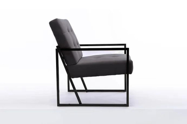 Gray Chesterfield Armchair Wooden Frame Luxury Living room Furniture 1-Seats