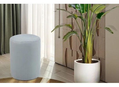 Luxurious stool with white textile cover and MDF frame new