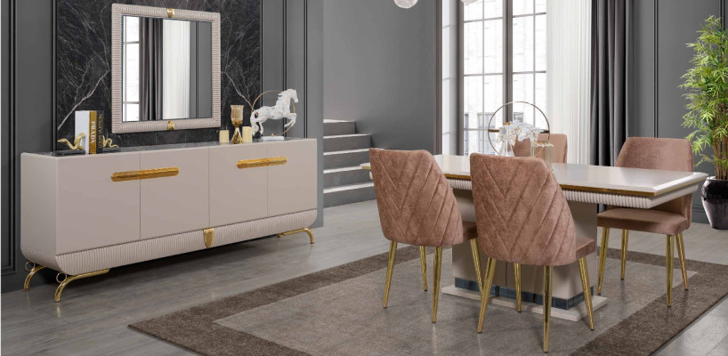 exclusive stainless steel Dining room Furniture Dining room Suite Chest of drawers Mirror
