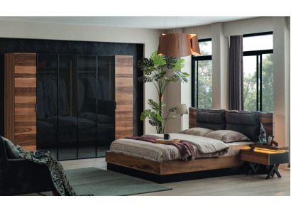 Modern Bedroom Furniture Designer Bed 2x Bedside tables Wardrobe