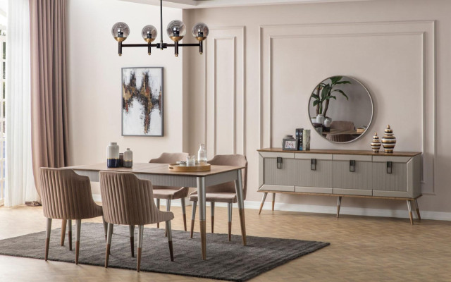 Bright Dining room Suite Robust Dining table Luxurious Sideboard 9 pieces