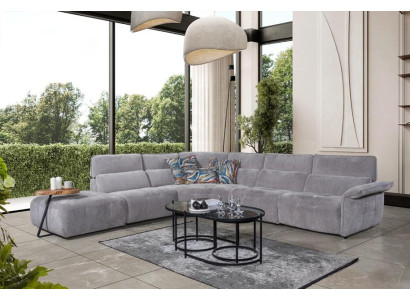 Stylish Gray Corner sofa L-shape Living room Designer Couch Luxury Sofas