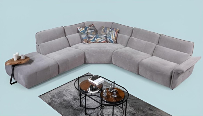 Stylish Gray Corner sofa L-shape Living room Designer Couch Luxury Sofas