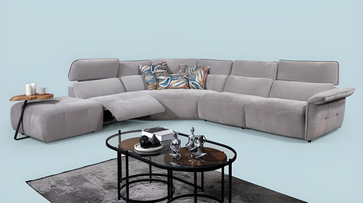 Stylish Gray Corner sofa L-shape Living room Designer Couch Luxury Sofas