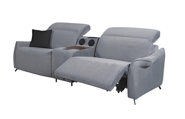 Gray Upholstery Sofa Designer 3-Seater with Music System Modern