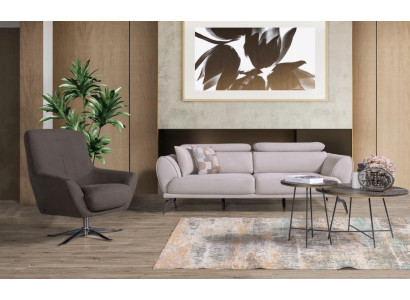 Brown Living room Sofa Designer Couch Luxury Relax Armchair 2-piece Suite