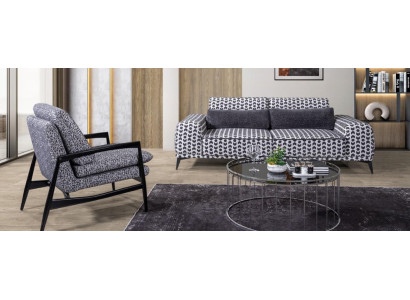 Gray living room textile sofa 3-seater couches luxury lounge armchair 2-piece